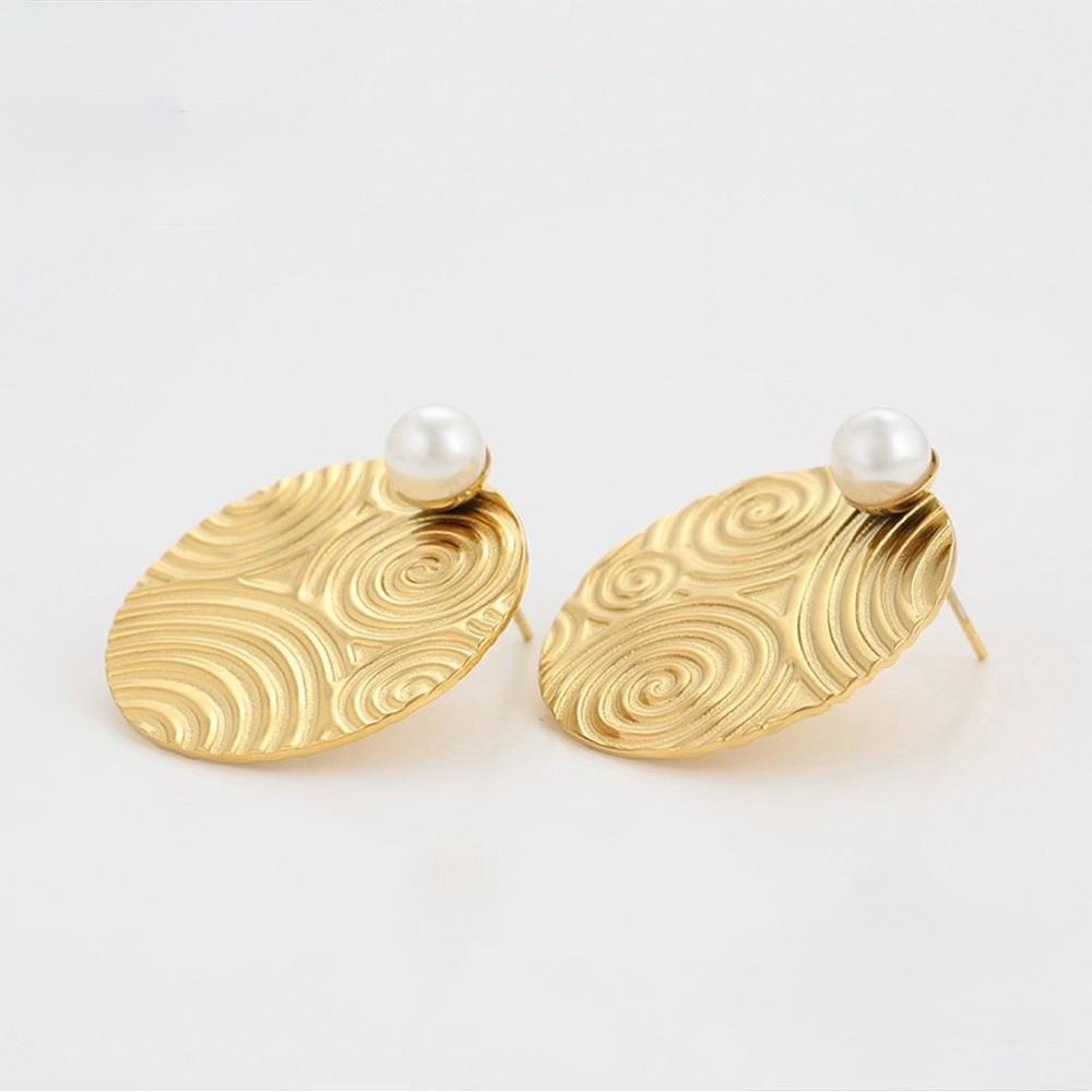 Pearl Swirl Earrings stainless steel